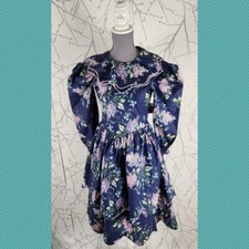 Ma Poupee VTG Navy Floral Print Tea Party Dress | Women's 10 (girl)