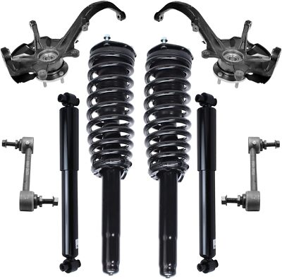 8pc Front Steering Knuckles Hub Bearings Struts Rear Shocks for Fusion 3.0L 3.5L