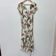 Kama'aina Women's Hawaiian Floral Midi Dress Multicolor Size M Short Sleeve