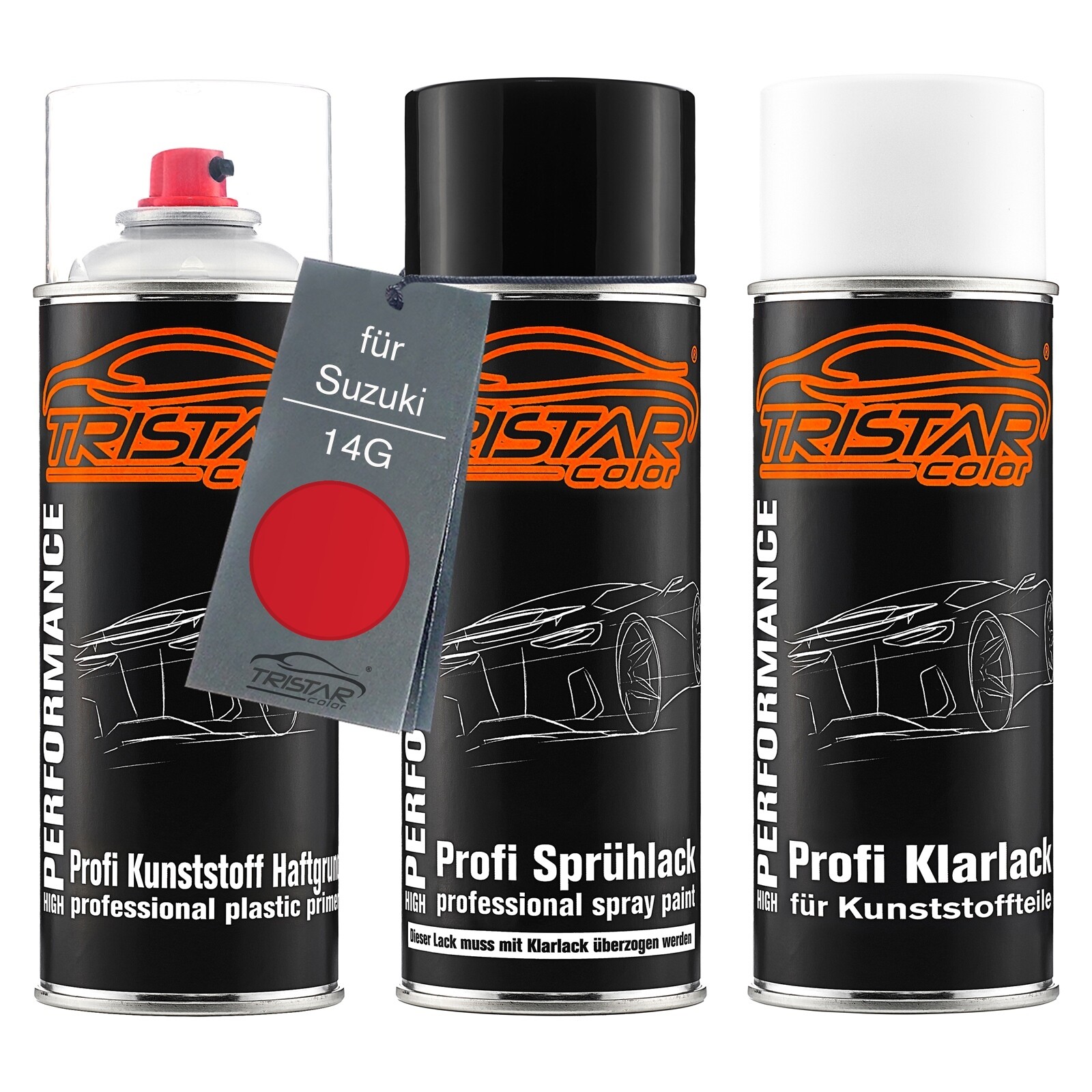 Autolack Spraydosen Set für Kunststoff für Suzuki 14G Saint Germain Red