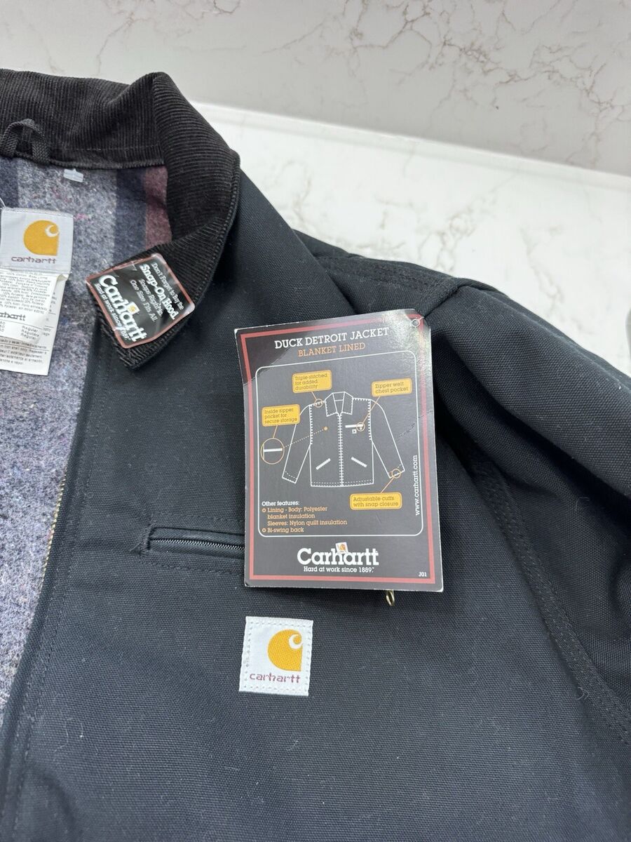 Carhartt J01 BLK Black Detroit Blanket Lined Jacket Size 50 Carhartt J01 BLK Black Detroit Blanket Lined Jacket Size 50