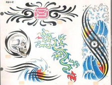 1980s 251C WAVE SKULL RUBY 11 X 14" TATTOO DESIGN SHEET LAMINATED VG COND