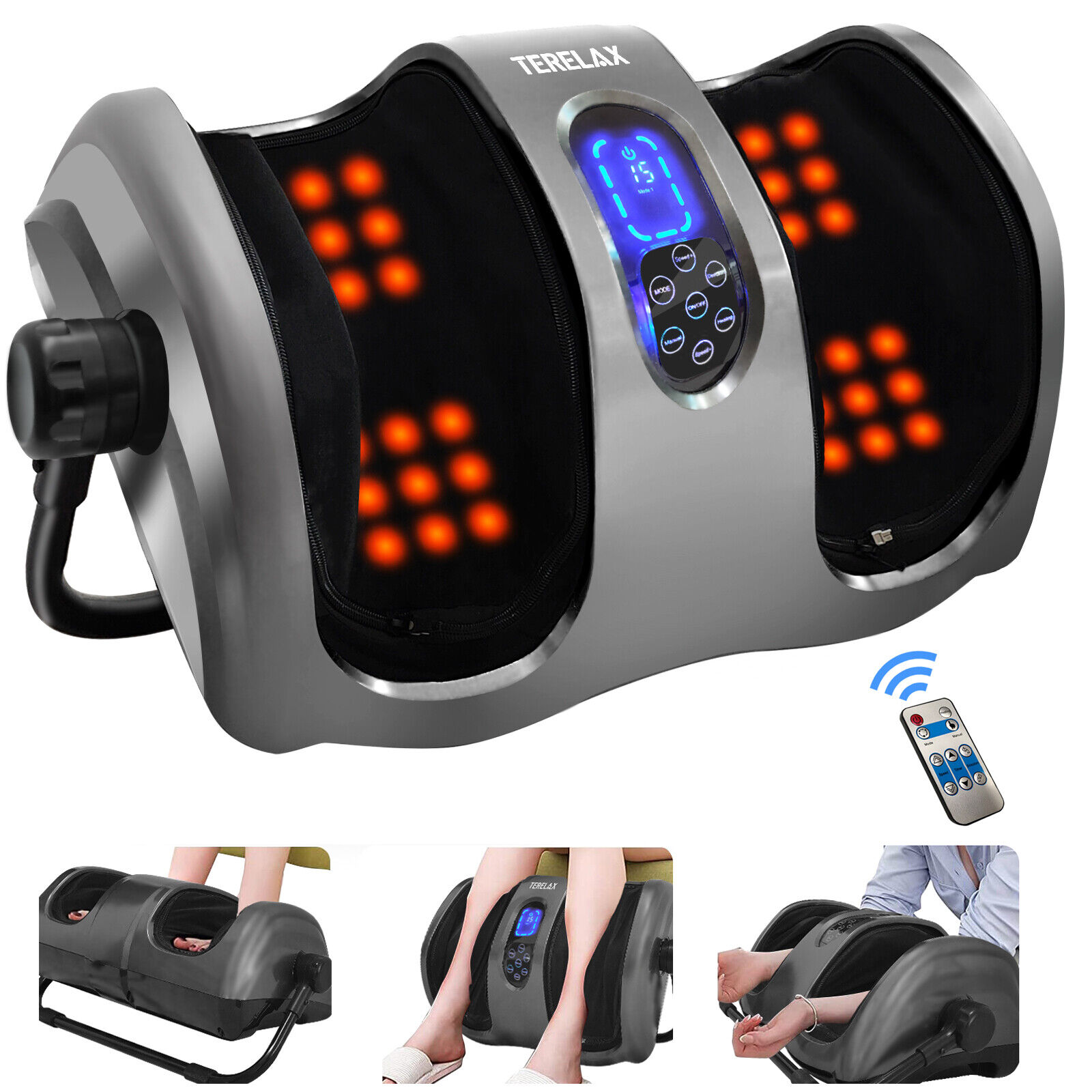 Shiatsu Kneading Rolling Foot ,Leg & Calf Massager with Heating and Remote New