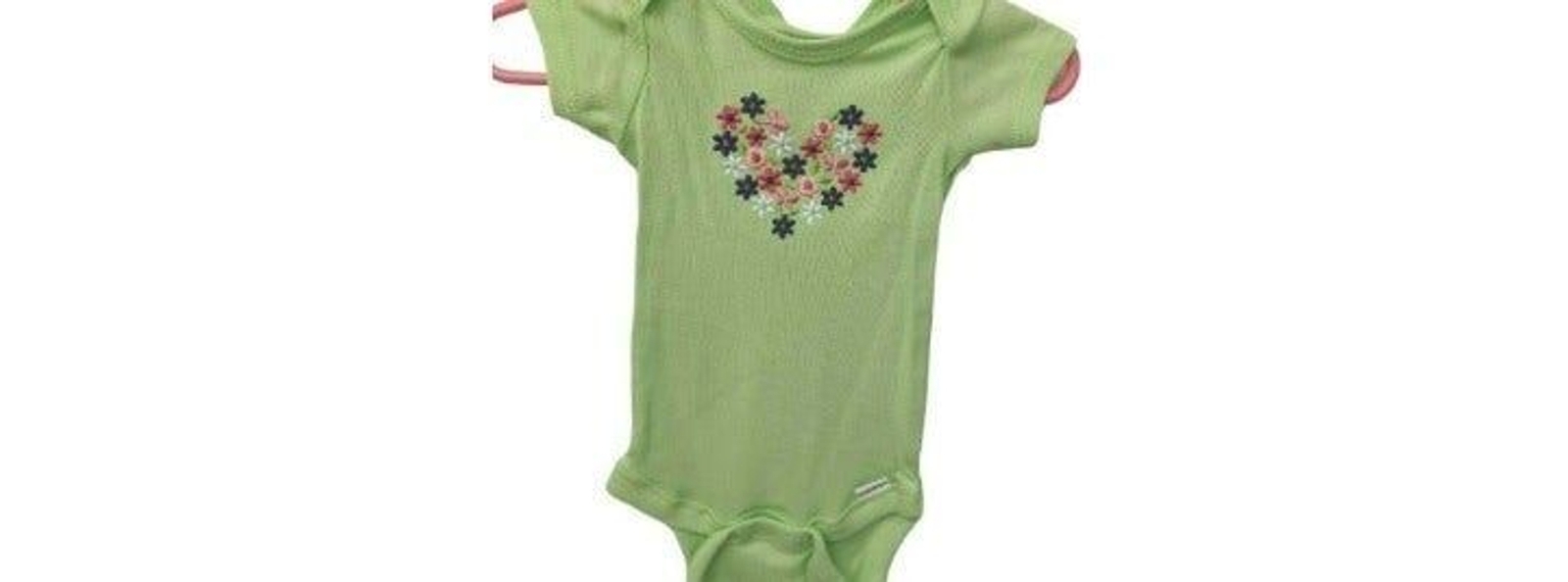 Lot of 3 Gerber Bodysuits-0-3M-Short Sleeves-Butterfly-Floral-Pink-Green