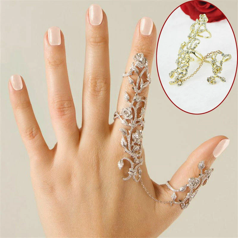 Two finger rings with chain sale