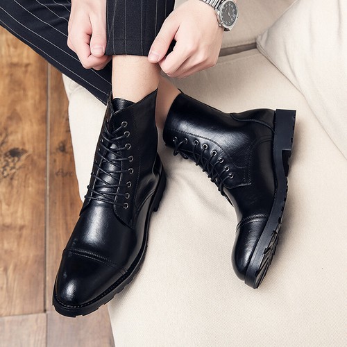 Ankle Boots Men's Business Lace Up Suit Shoes Dress Shoes Brogue Wedding Shoes - Picture 4 of 13