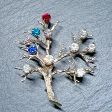 VINTAGE SIGNED CH GOLD TONE STERLING TREE OF LIFE PIN BROOCH E790