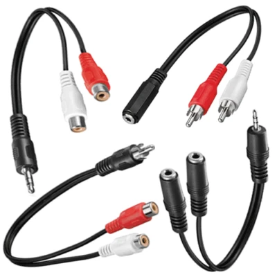 4 x ADAPTER - 3.5mm Klinke Stereo Cinch Y Verteiler Weiche Kabel - 4 Stück Set