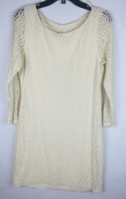 Banana Republic Womens Dress 10 White Lace A Line Layered Cotton Long Sleeve