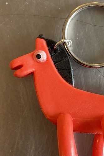 2 Qty. Vintage Gumby Pokey 2"Rubber Figure Keychain Orange Horse - Picture 3 of 5