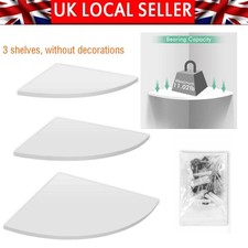 Set Of 3 White Corner Shelf Wall Mounted Storage Unit WPC Shelf Multifunctional