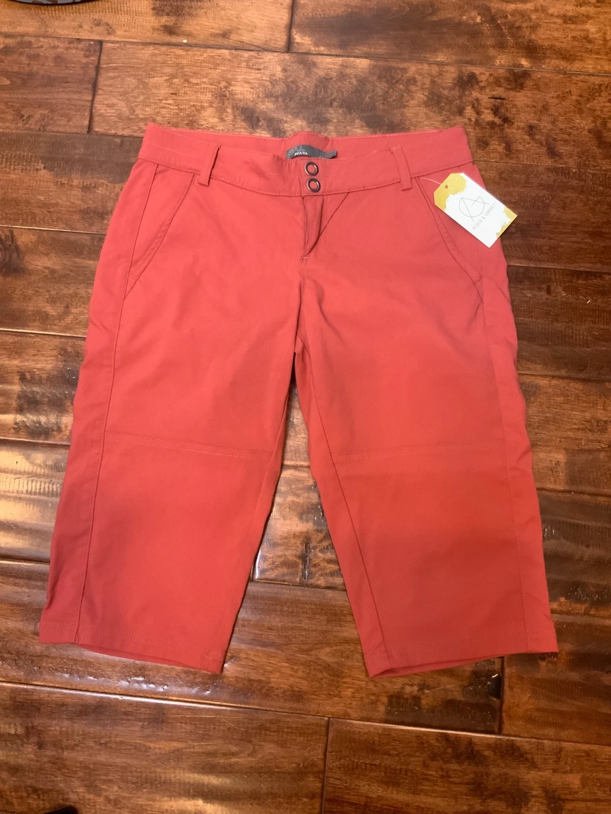 Prana Brick Red Cropped Capri Pants, Size 4