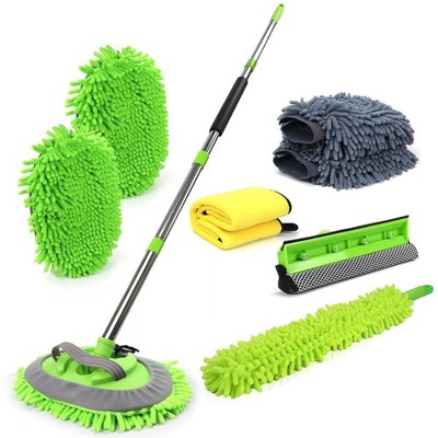 62'' Car Wash Brush with Long Handle Mop Mitt Chenille 62in, 11pcs 