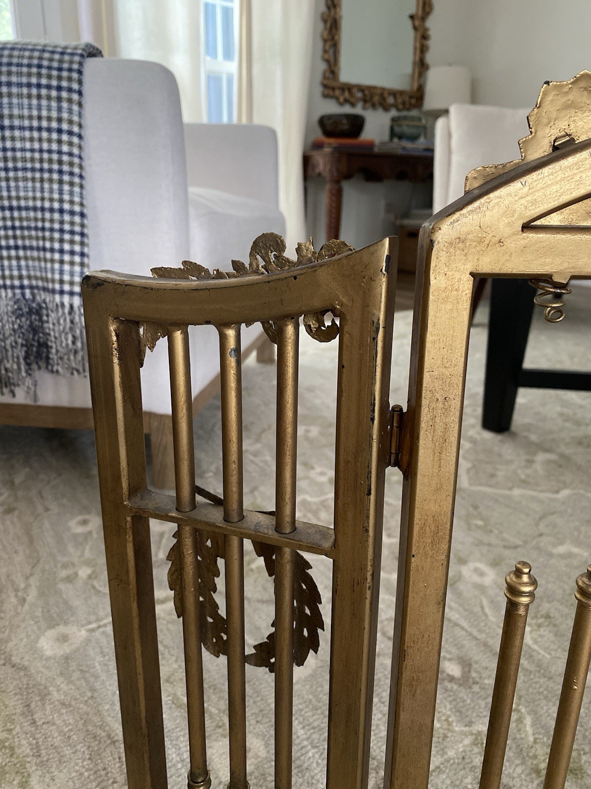 Vintage French Style Iron Fireplace Screen