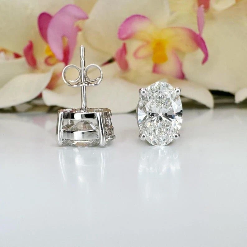 4.2 Ct Certified White Diamond Lab Grown Silver Earrings Prong Gift For Her 925 - Image 3 of 4