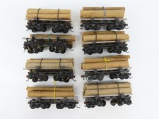 LOT of 8 HO Scale Unlettered Log Cars w/Log Loads 