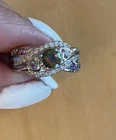 Vintage 925 Sterling Silver Fire Topaz Amethyst And CZ Ring Size 8