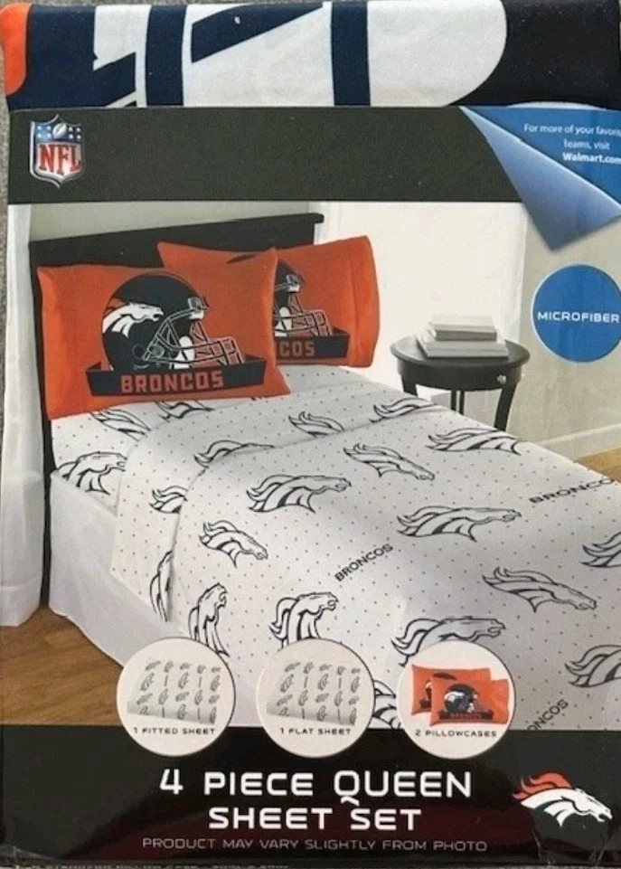 Denver Broncos football Queen Sheet Set Microfiber