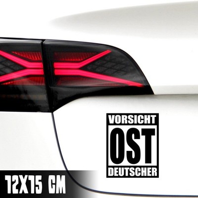 AUTO AUFKLEBER ''VORSICHT OSTDEUTSCHER'' 12X15CM OSSI OSTEN DDR #0041