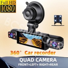 Dash Cam Auto 4 Lenti Videoregistratore Anteriore Sinistro Destro Telecamera Posteriore Rilevamento Mobile