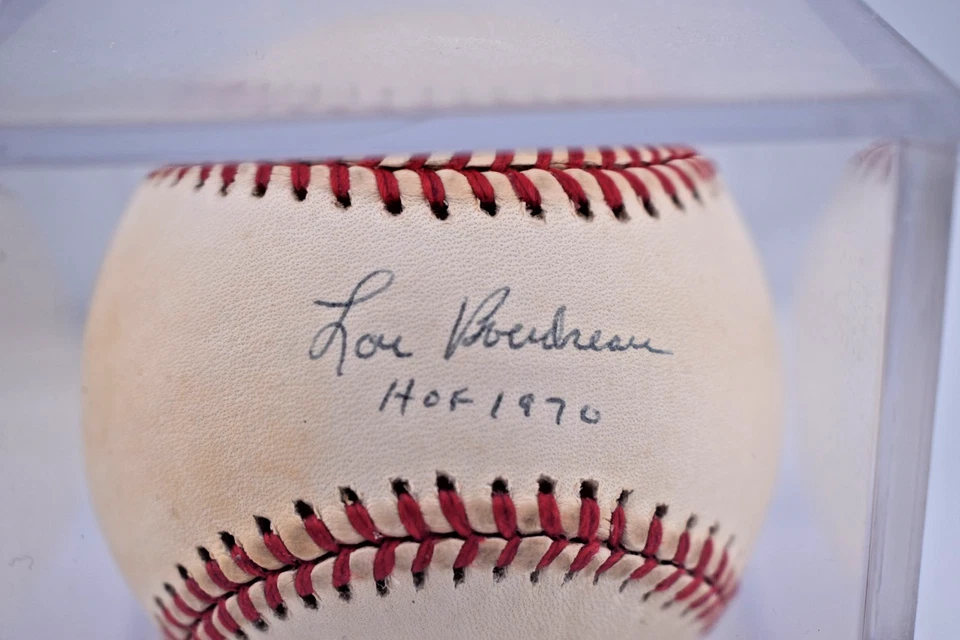 Lou Boudreau HOF 1970 Firmado AUTÓGRAFO VINTAGE OAL CON PATIO ¡Año! Foto 2 de 3