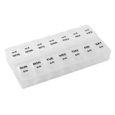 Weekly Twice a Day Pill Organizer AM PM Clear Medication Dispenser 7 Days