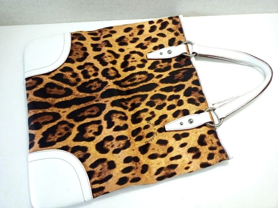 Bolso de Mano Dolce & Gabbana Leopardo Nylon Cuero Delgado Bolso de Mano Usado Auténtico Foto 2 de 4