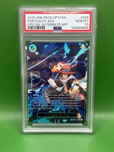 PORTGAS D. ACE - OP13 (SP) EB02-028 CARRYING ON HIS WILL FOIL - PSA 10