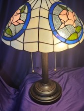 Unique Vintage Tiffany Table Lamp Style Arts Leaded Stained Glass 3 Lights 20"H
