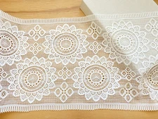 Stretch Bright White Floral Embroidery Lace Trim/Sewing/Craft/Lingerie/8.5" Wide