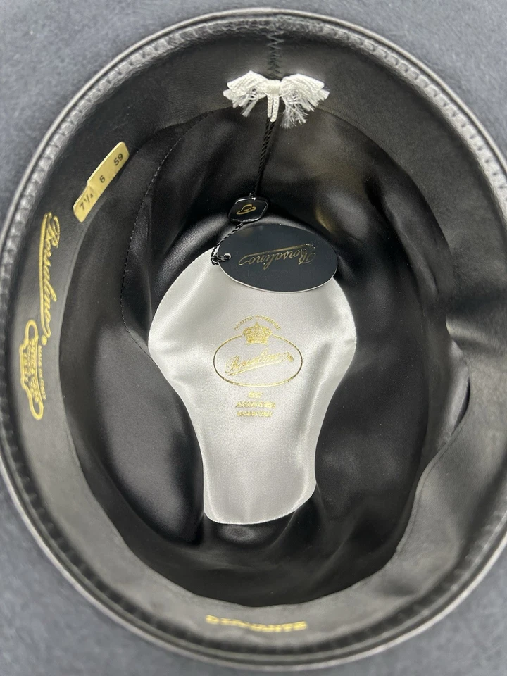 Sombrero Borsalino Diamante Acabado Seda Para Hombre Piel Fieltro Gris Hecho en Italia Talla 59 738 Foto 3 de 4