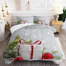 Christmas Snow Scene Size Comforter Set Evergreen Bough Bed Set Twin Style 13