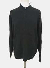 Autograph Men's Jumper Size L Black 1/2 Zip Cotton Knit Funnel Neck New