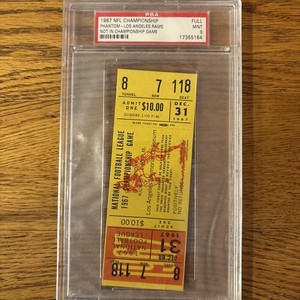 1967 NFL Championship Game Full Ticket Phantom PSA  9 Mint Los Angeles Rams