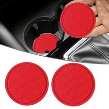 2Pcs Car Cup Holder Anti-Slip Insert Coasters Decor Vehicle Accessories Red