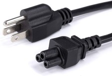 3 Prong AC Power Cord - NEMA 5-15P to C5 - 18 AWG - Mouse Ears - Black, 25 Feet