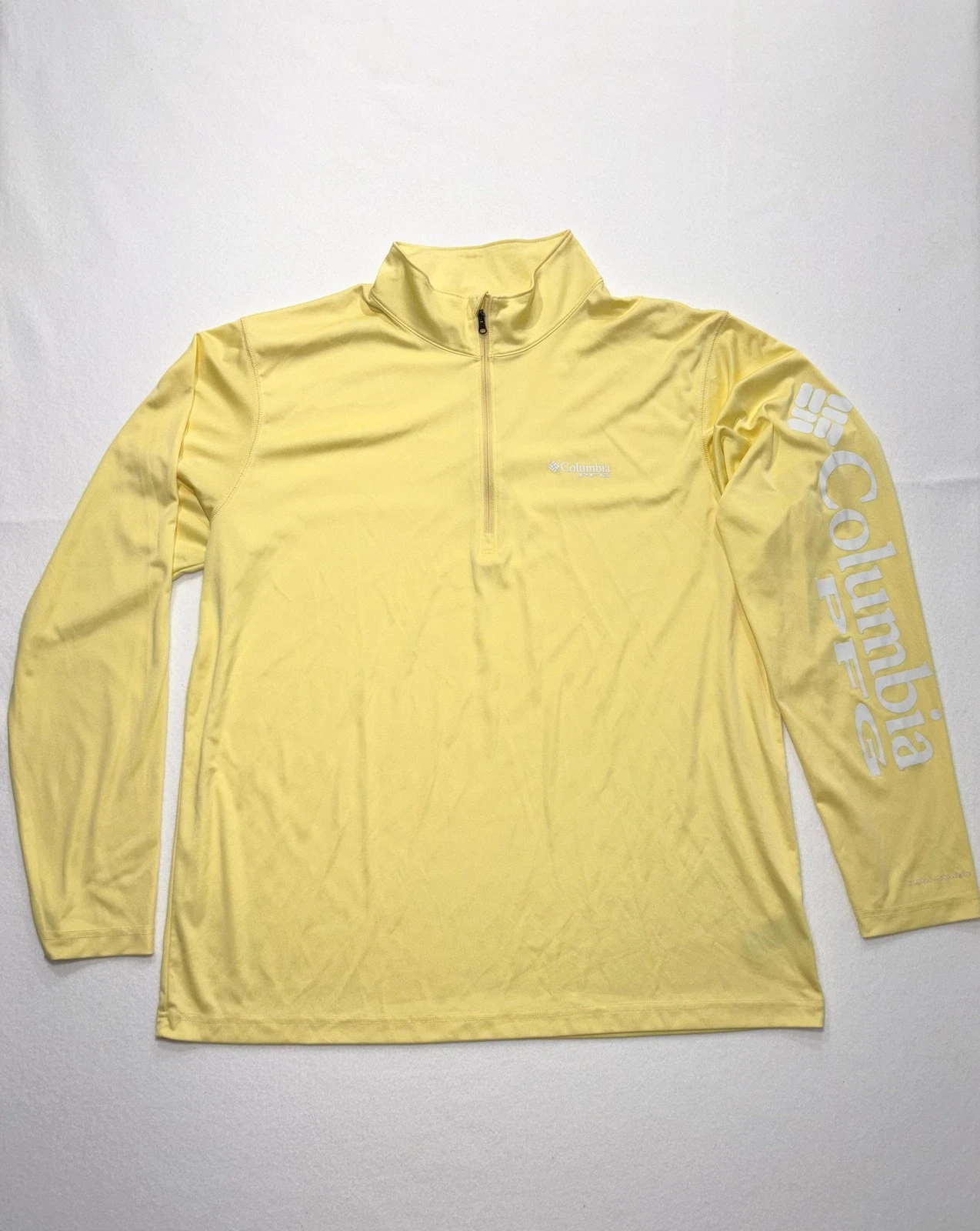 Columbia Pullover Mens XL Yellow PFG Omni-Shade 1/4 Zip Fishing Top Sun Shirt