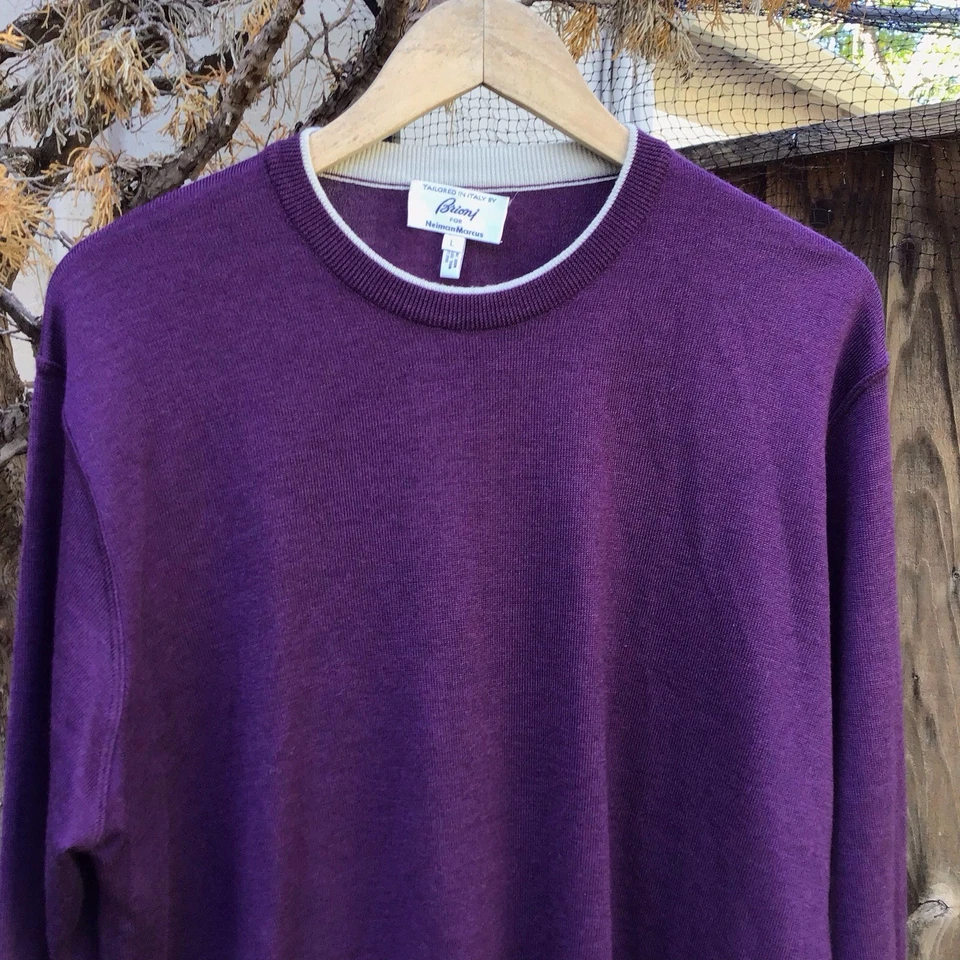 Brioni For Neiman Marcus Purple 100% Lana Wool Italian Tailored Luxury Sweater - Image 2 of 4