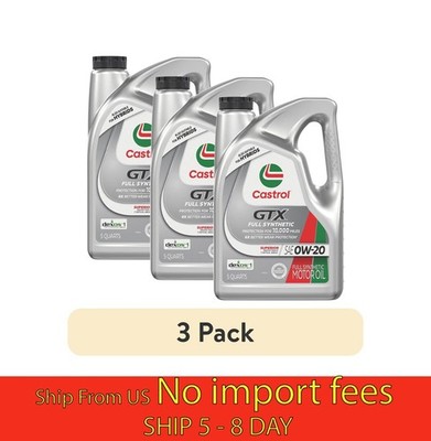 (3 pack) Castrol GTX Full Synthetic 0W-20 Motor Oil, 5 Quarts....(wa)