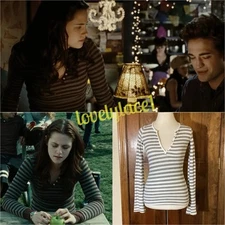 Energie Striped Thermal Henley Alt ASO Bella Swan Twilight X-Small