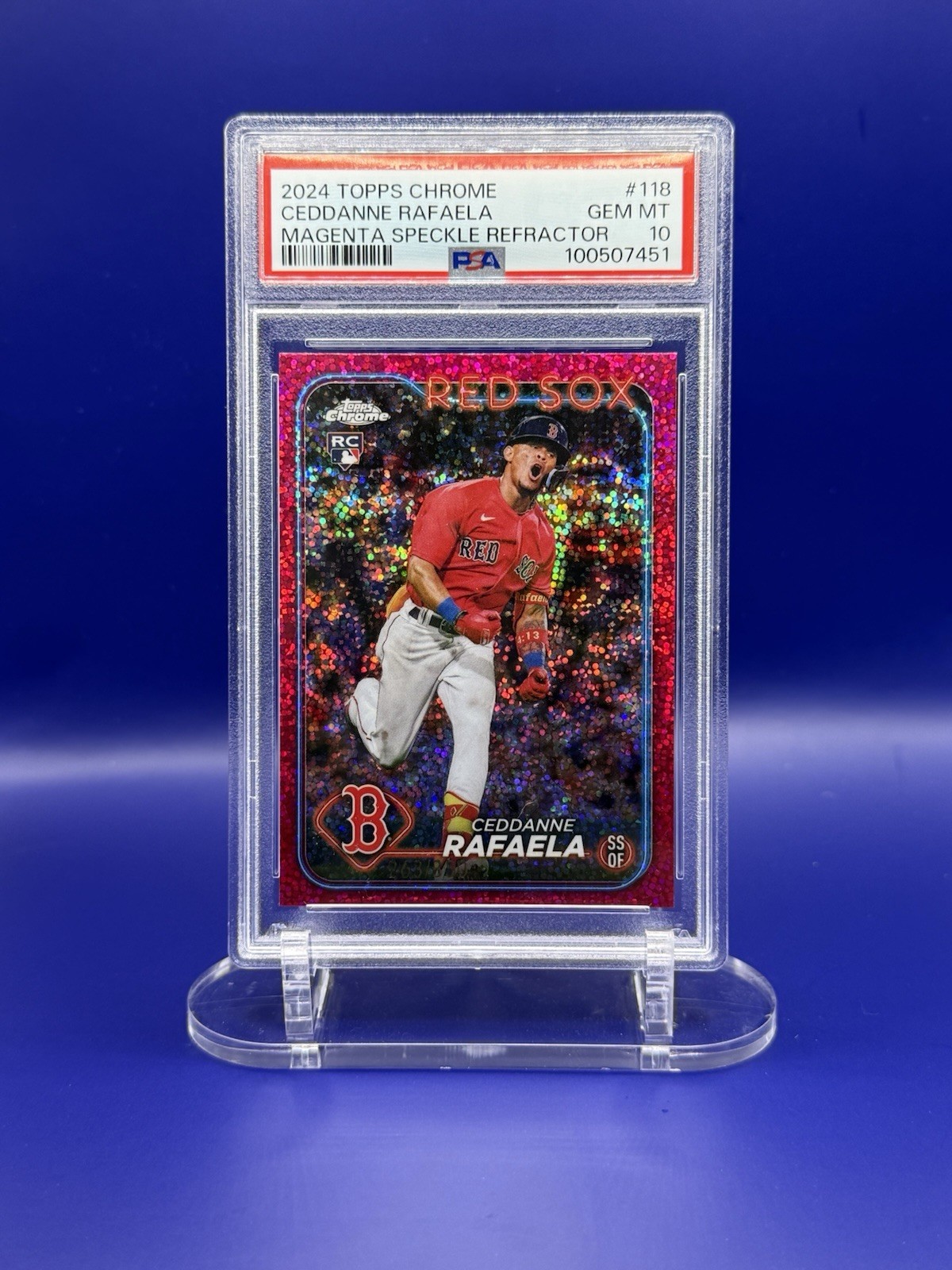 2024 Topps Chrome - Ceddanne Rafaela #118 Magenta Speckle Refractor /350 (RC)