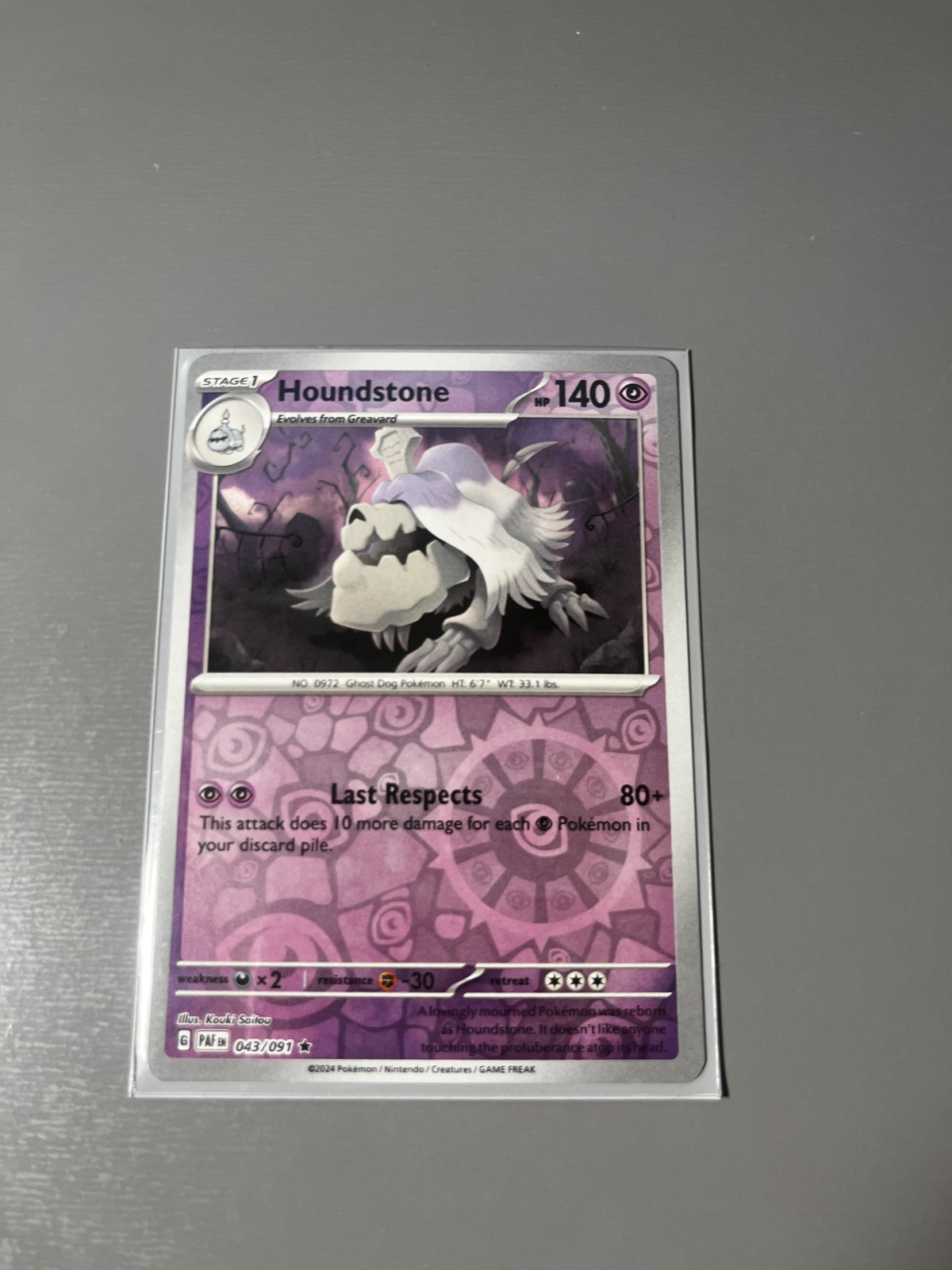 NM Houndstone - Reverse Holo Rare SV: Paldean Fates 043/091