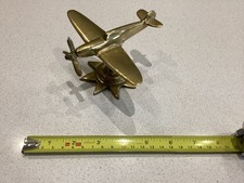 Vintage Solid Brass Spitfire Aircraft Model RAF Desk Ornament