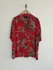 Image of Allsaints Floral Shirt Red Short Sleeve Hawaiian Lady Makalika XL Relaxed New