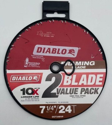 DIABLO Tracking Point 7-1/4 in x 24-Tooth Framing Circular Saw Blade Value Pack