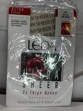 Leda Ultra Sheer Style Pantyhose Off White Reinforced Toe 3-4XL