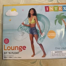Intex Adult Lounge Sit 'N Float Pool Lounge Chair With Cup Holder 58"×39" 58859