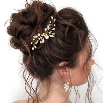  Pearl Bride Wedding Hair Pins Silver Rhinestone Hair Piece Crystal 2 Gold
