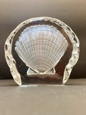Clear Crystal 3D Sea Shell Paperweight Frosted Reverse Embossed Seashell