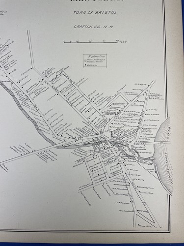1892 BRISTOL, NH Map ~ Town Residents, Property Owners Bridgewater, Hebron NH - Picture 5 of 18